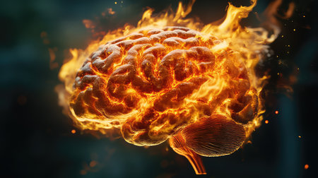 photorealistic brain on fireの素材