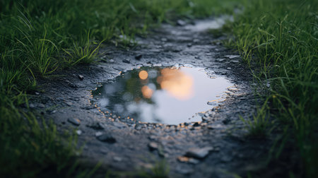 reflection puddle of waterの素材