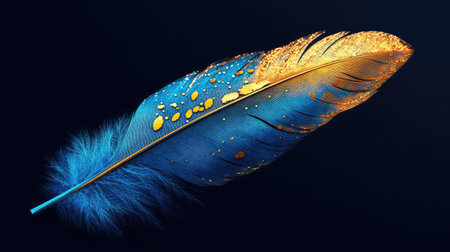 iridescent gold and blue featherの素材