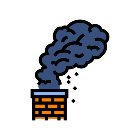 household chimney emitting smoke color icon vector illustrationのイラスト素材
