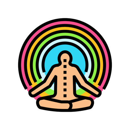 chakra alignment inclusive fitness color icon vector illustrationのイラスト素材
