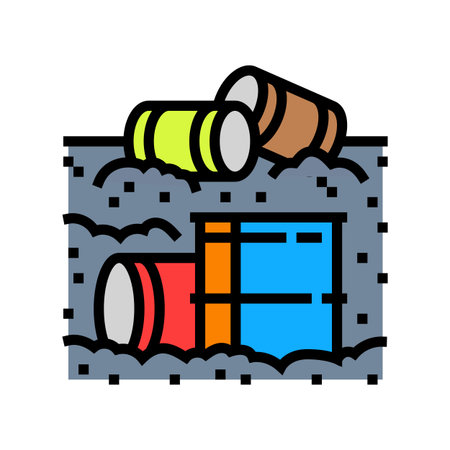 landfill toxic pcb drums color icon vector illustrationのイラスト素材