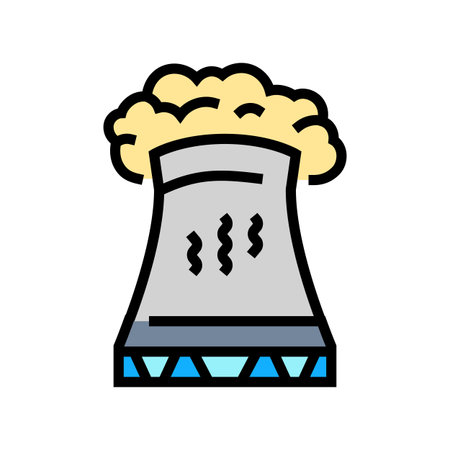 cooling tower pollution color icon vector illustrationのイラスト素材