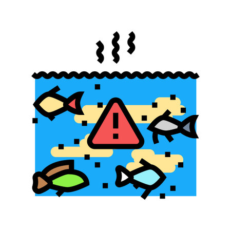 thermal effect aquatic life color icon vector illustrationのイラスト素材