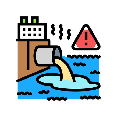 industrial water pollution color icon vector illustrationのイラスト素材