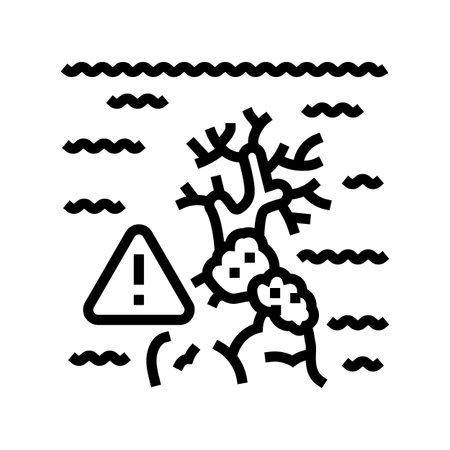thermal stress coral reefs line icon vector illustrationのイラスト素材