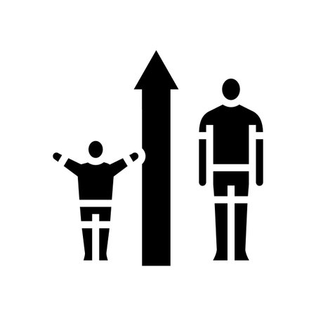 height increase adolescence puberty glyph icon vector illustrationのイラスト素材
