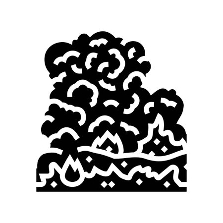 burning garbage dark smoke air pollution glyph icon vector illustrationのイラスト素材