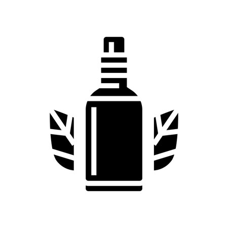 essential oils bottle leaves glyph icon vector illustrationのイラスト素材