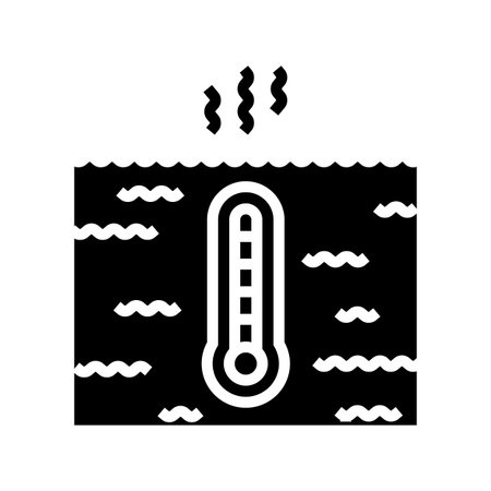 ocean warming pollution glyph icon vector illustrationのイラスト素材