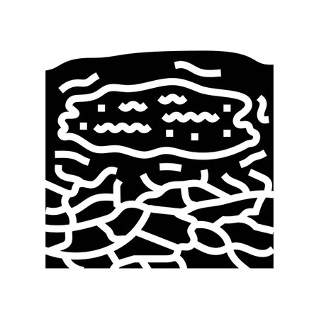 dried landscape dirty water source glyph icon vector illustrationのイラスト素材