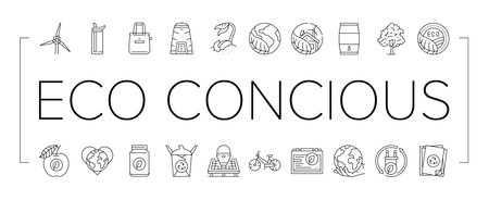 eco conscious sustainability icons set vectorのイラスト素材