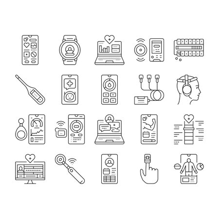 personalized health tech icons set vectorのイラスト素材