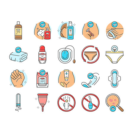 female intimate care hygiene icons set vectorのイラスト素材