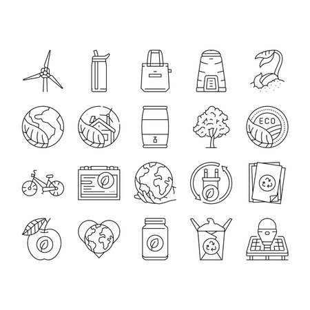 eco conscious sustainability icons set vectorのイラスト素材