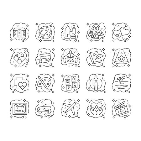 human dreams icons set vectorのイラスト素材