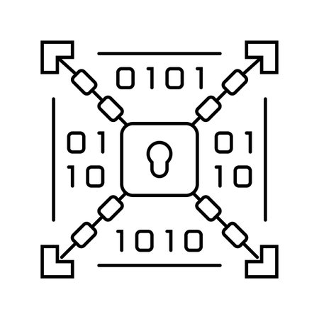 encryption lock big data line icon vector illustrationのイラスト素材