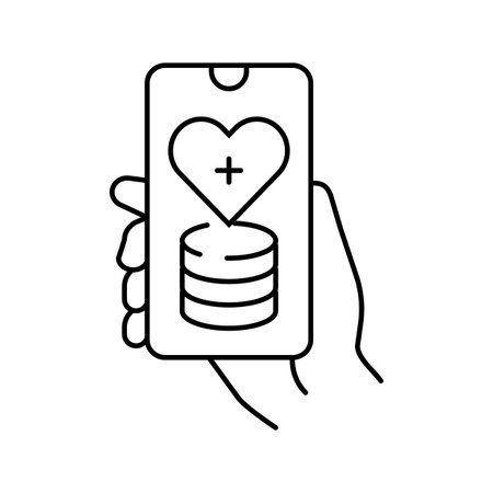 smartphone with health data medicine line icon vector illustrationのイラスト素材