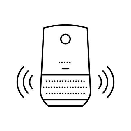 voice controlled assistant smart home line icon vector illustrationのイラスト素材