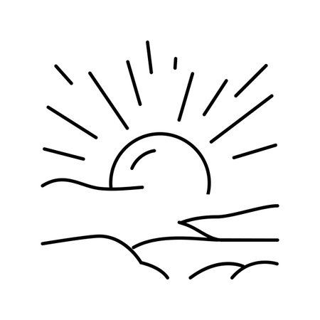 sun rising slow living line icon vector illustrationのイラスト素材