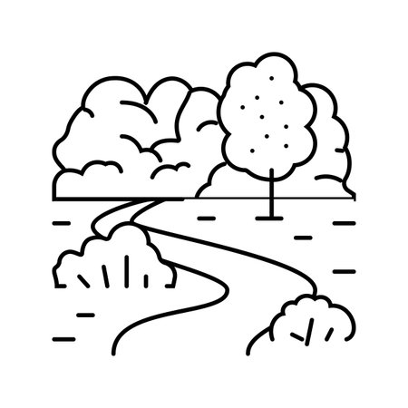 walking path slow living line icon vector illustrationのイラスト素材