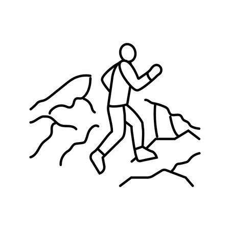 mountain trail running outdoor fitness line icon vector illustrationのイラスト素材