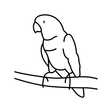 parrot perched branch line icon vector illustrationのイラスト素材