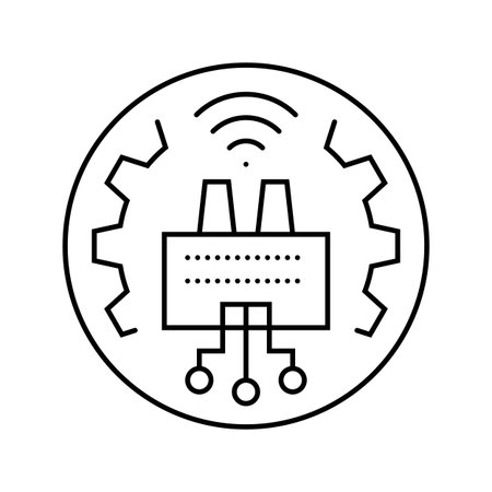 smart factory industry 5 line icon vector illustrationのイラスト素材