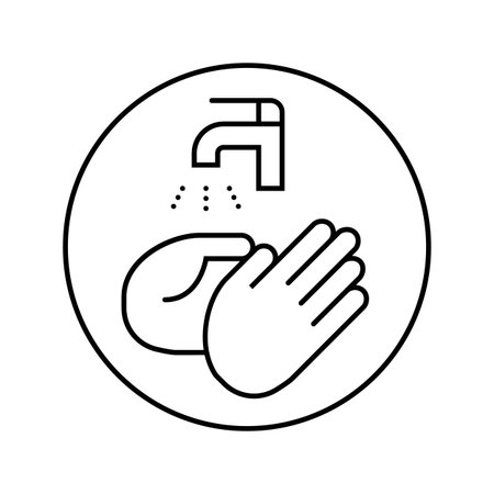 washing hands before aiding line icon vector illustrationのイラスト素材