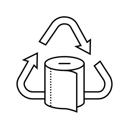 recycled toilet paper line icon vector illustrationのイラスト素材
