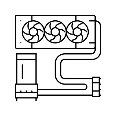 liquid cooling system gaming pc line icon vector illustrationのイラスト素材
