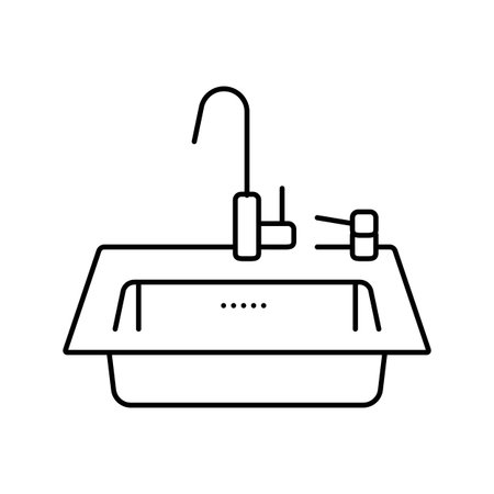 soap dispenser on sink line icon vector illustrationのイラスト素材