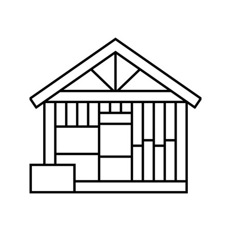 siding frame wood frame house line icon vector illustrationのイラスト素材