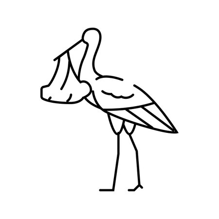 stork carrying baby line icon vector illustrationのイラスト素材