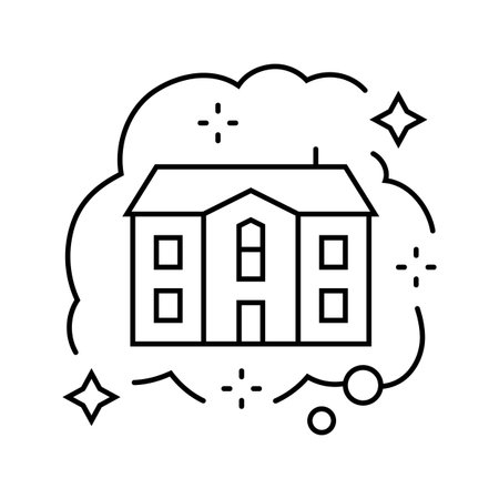 dream home dream line icon vector illustrationのイラスト素材