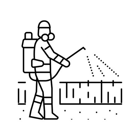 spraying pesticides line icon vector illustrationのイラスト素材