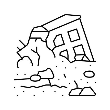 destroyed landscape radiation radioactive pollution line icon vector illustrationのイラスト素材