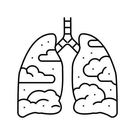 lungs filled smoke soot air pollution line icon vector illustrationのイラスト素材