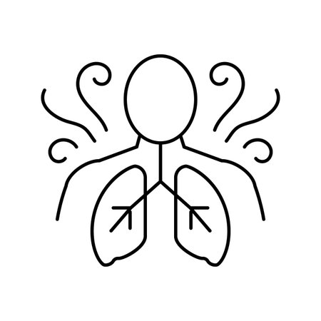 breathing technique inclusive fitness line icon vector illustrationのイラスト素材