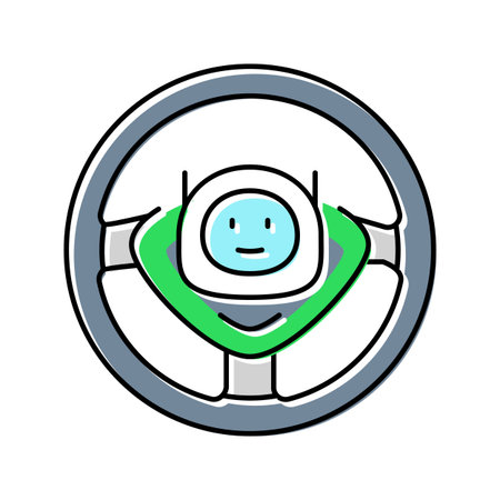 steering wheel with ai color icon vector illustrationのイラスト素材