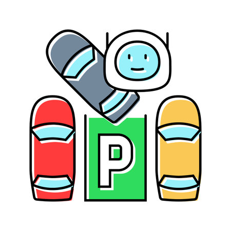 automated parking autonomous vehicle color icon vector illustrationのイラスト素材