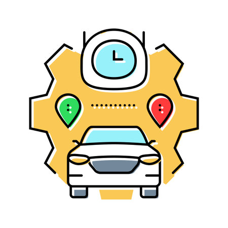 route optimization autonomous vehicle color icon vector illustrationのイラスト素材