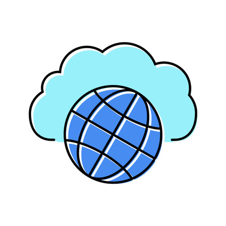 public cloud computing color icon vector illustrationのイラスト素材