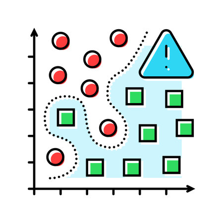 overfitting warning machine learning color icon vector illustrationのイラスト素材