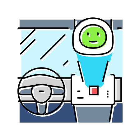 virtual assistant car color icon vector illustrationのイラスト素材
