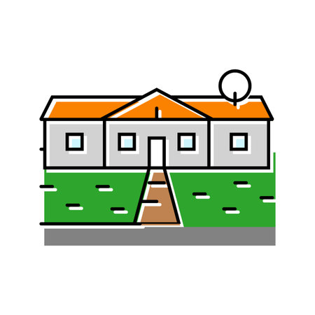 satellite dish on mobile home roof color icon vector illustrationのイラスト素材