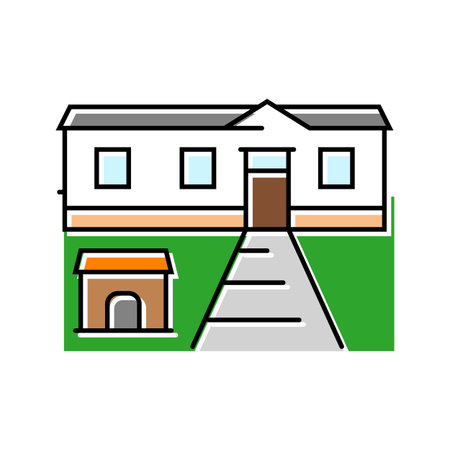 doghouse mobile home color icon vector illustrationのイラスト素材