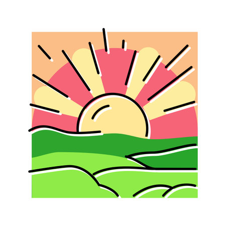 sun rising slow living color icon vector illustrationのイラスト素材