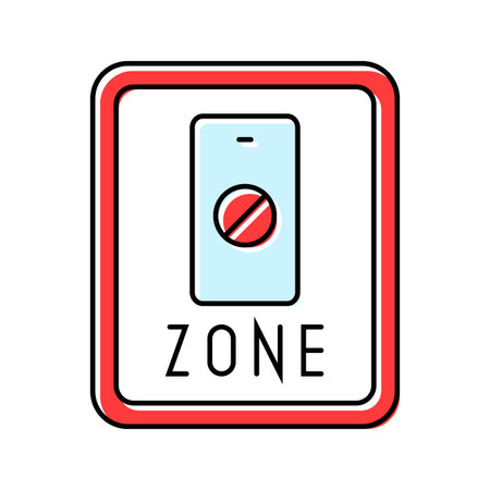 no phone zone sign mindful tech color icon vector illustrationのイラスト素材