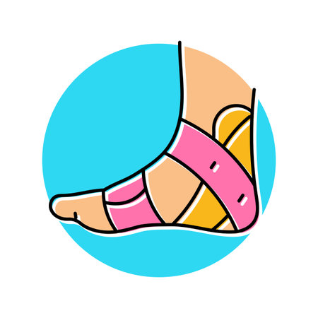 ankle kinesio tape color icon vector illustrationのイラスト素材